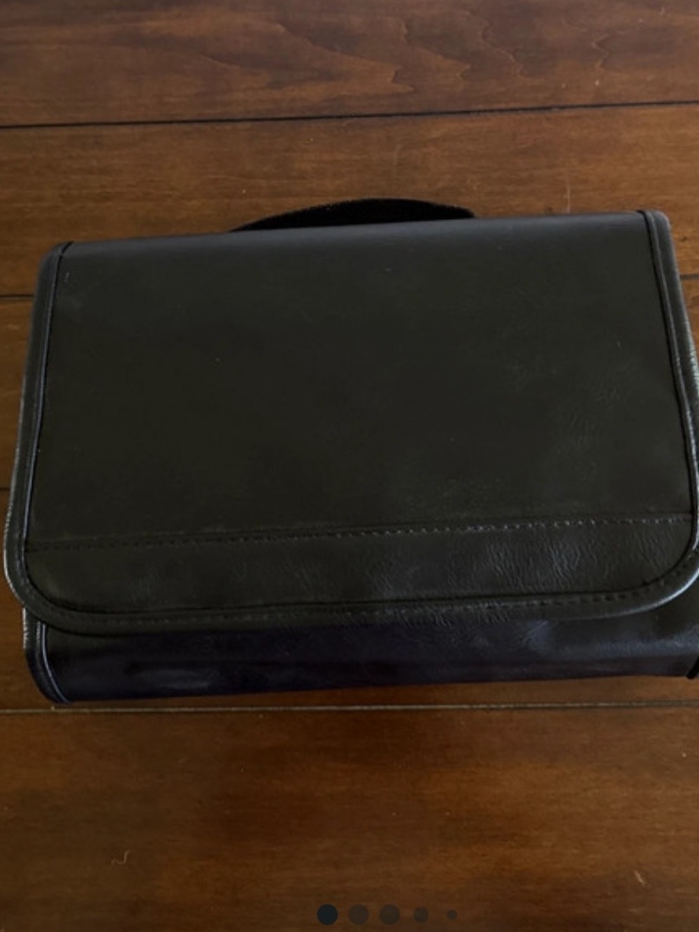 “New” Men’s Black Faux Leather Hanging Toiletries Travel Organizer